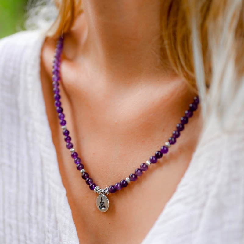 Bracelet Mala Améthyste - Bouddha