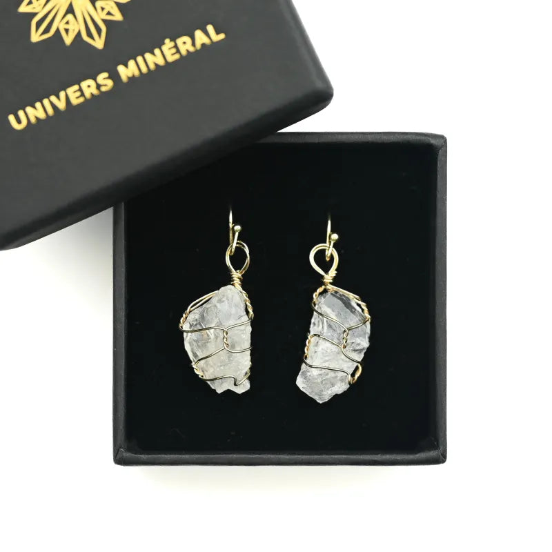 Boucles d'oreilles en Cristal de roche brut