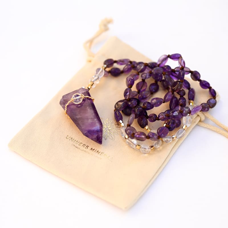 Collier Mala en améthyste