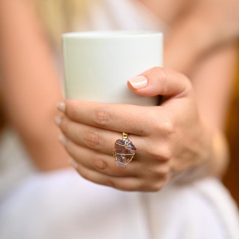 Bague Dorée en Améthyste | Grossiste Pierre Naturelle