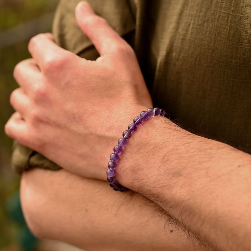 Bracelet Améthyste Boules 6mm | Grossiste Bijoux Pierres Naturelles