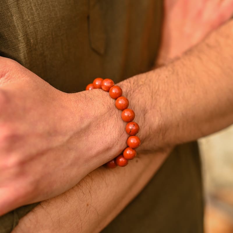 Bracelet Jaspe Rouge Boules 10mm | Grossiste Pierre Naturelle