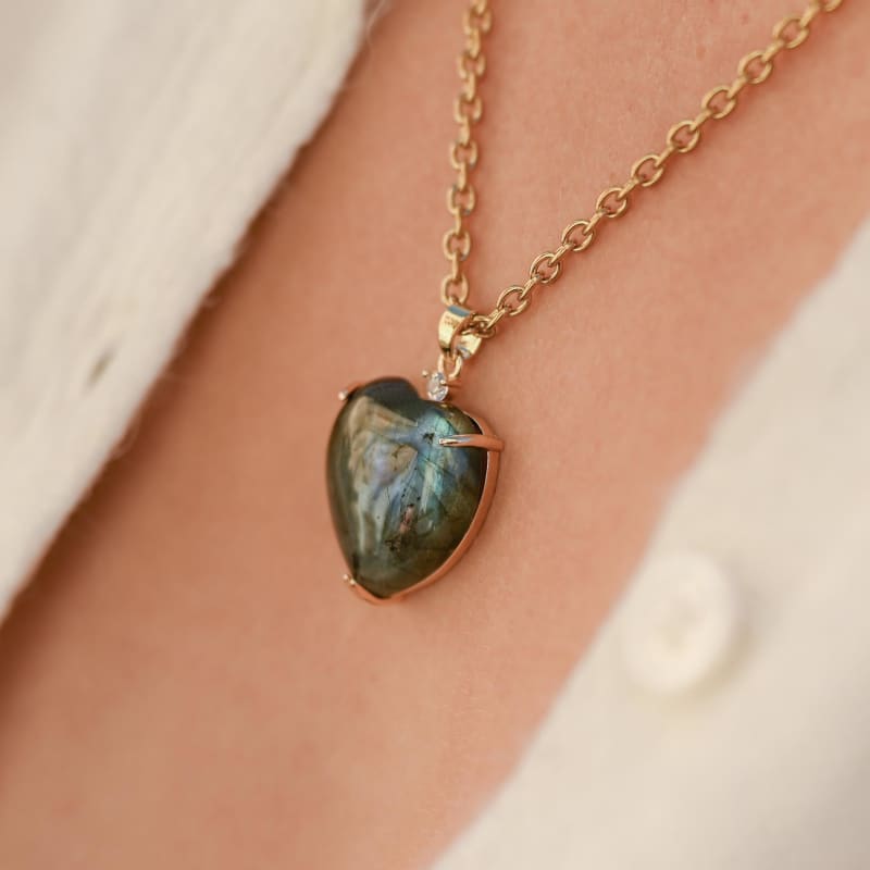 Pendentif Labradorite Coeur | Grossiste Pierre Naturelle