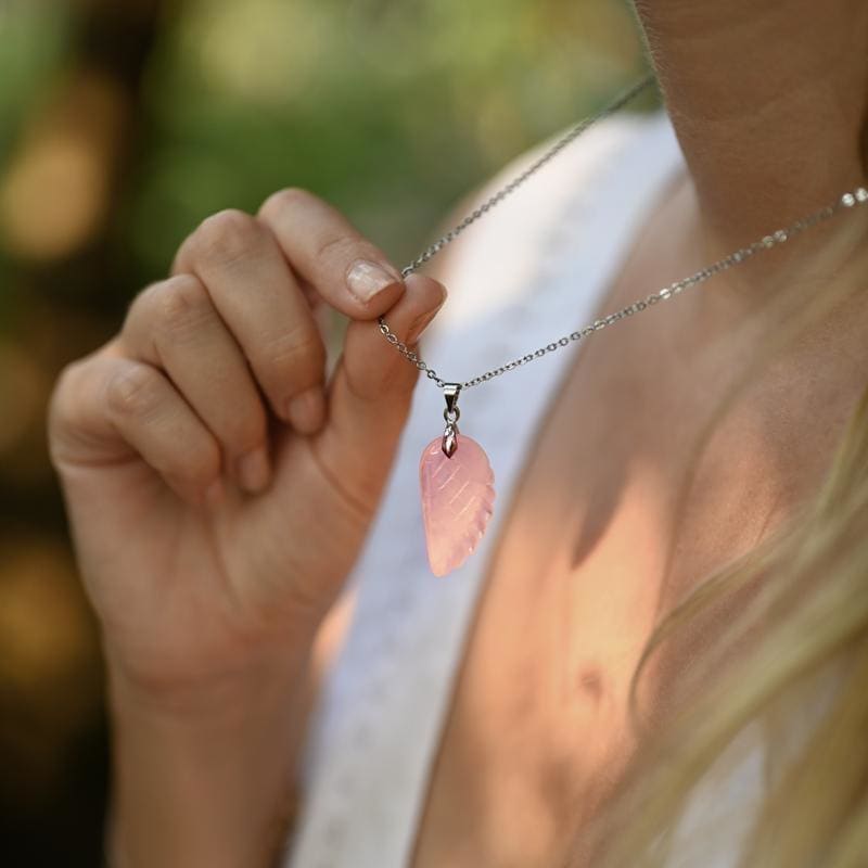 Pendentif Quartz Rose "Aile d'ange" | Grossiste Bijoux