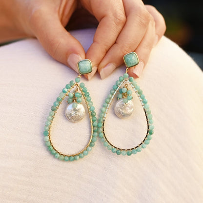 Boucles d'oreilles Amazonite Perle