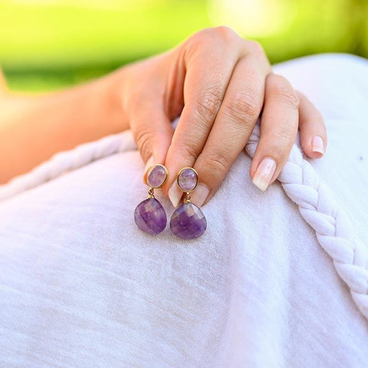 Boucles d'oreilles améthyste goutte