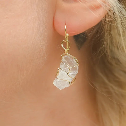 Boucles d'oreilles en Cristal de roche brut