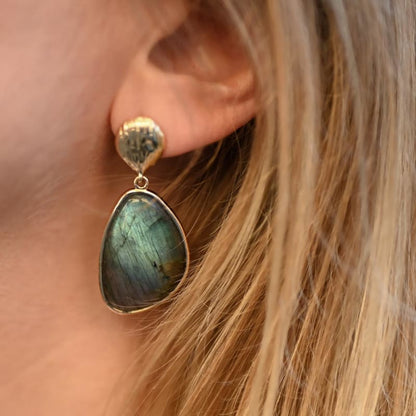 Boucles d'oreilles Labradorite Coquillage