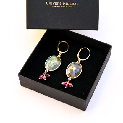 Boucles d'oreilles Labradorite pendantes