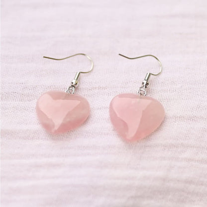 Boucles d'oreilles Quartz rose Coeur