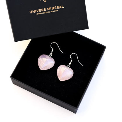 Boucles d'oreilles Quartz rose Coeur