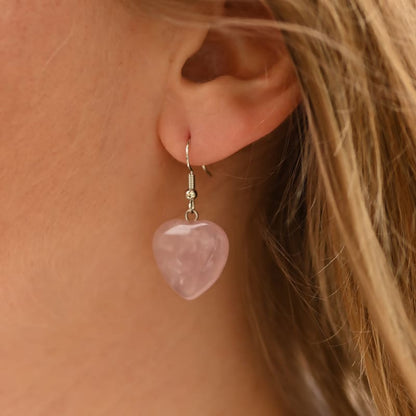 Boucles d'oreilles Quartz rose Coeur