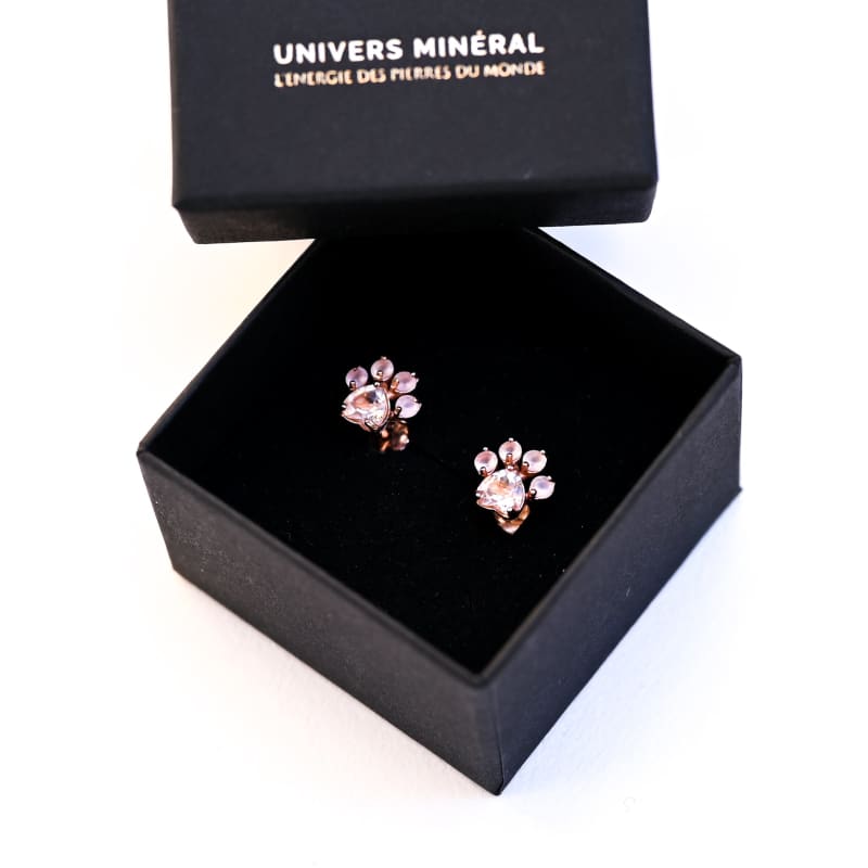 Boucles d'Oreilles Quartz Rose "Empreinte d'Amour"