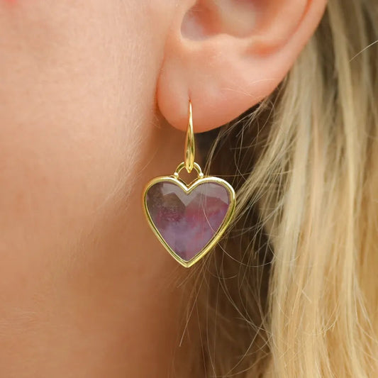 Boucles d'oreilles Améthyste Coeur