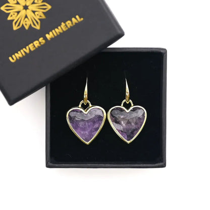 Boucles d'oreilles Améthyste Coeur