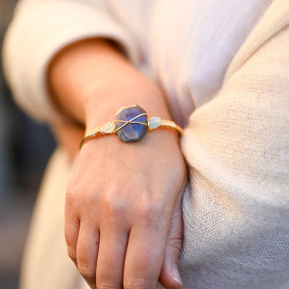 Bracelet Labradorite et Aigue Marine