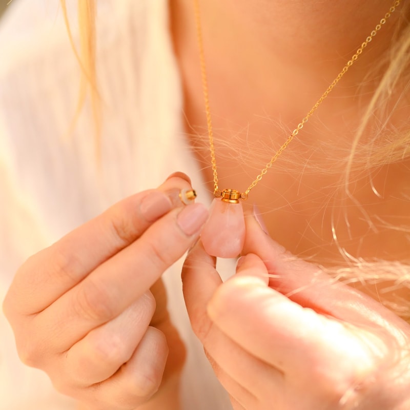 Collier Quartz rose Pendentif Fiole