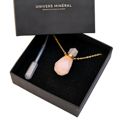 Collier Quartz rose Pendentif Fiole