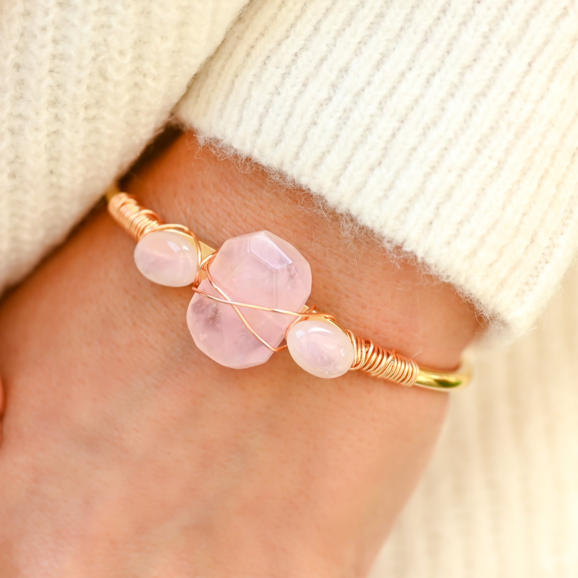 Bracelet Jonc Quartz Rose - Main Image