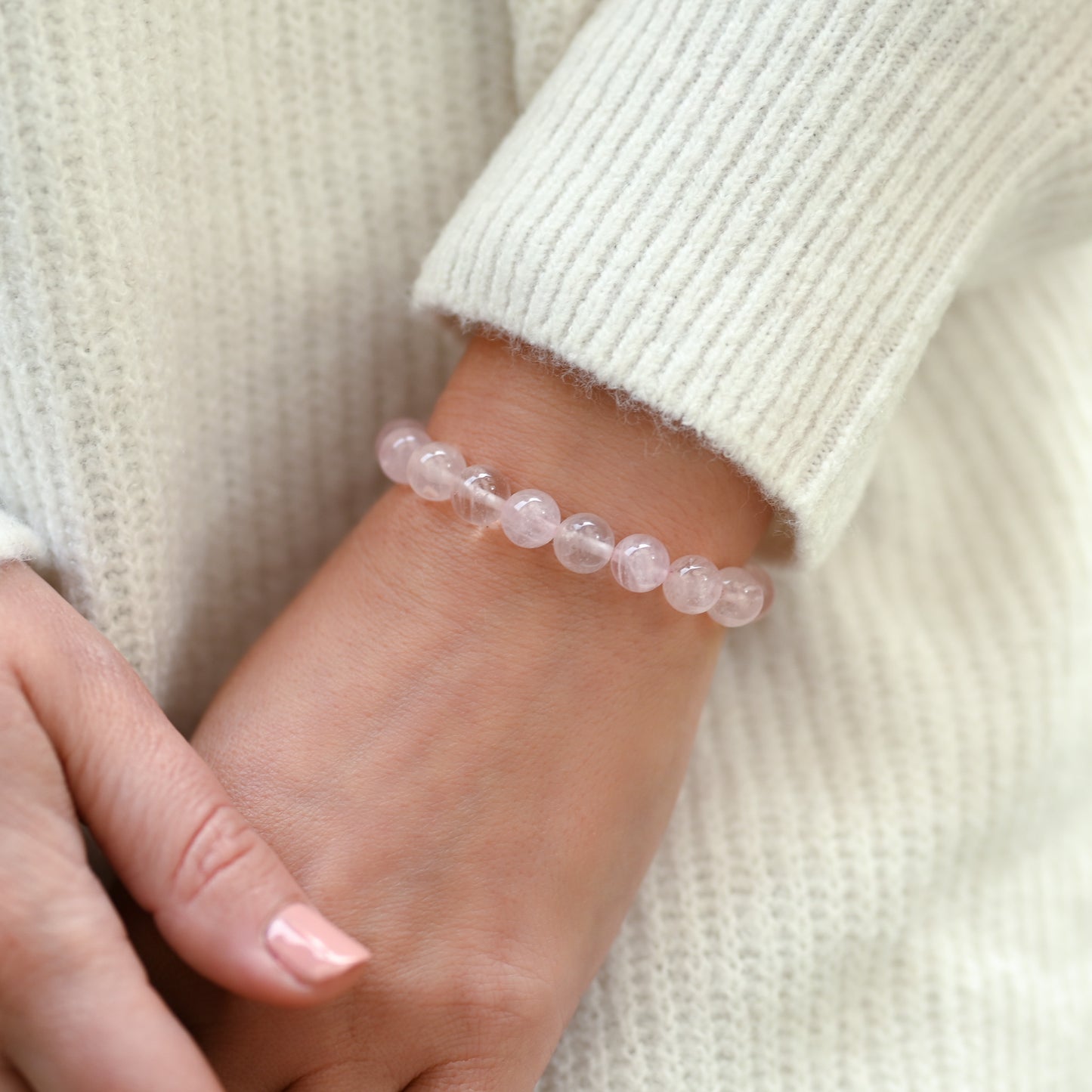 Bracelet en perles de quartz rose 8mm