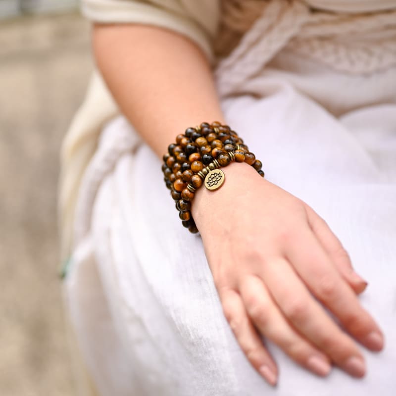 Bracelet Mala Oeil de tigre | Grossiste Pierre Naturelle