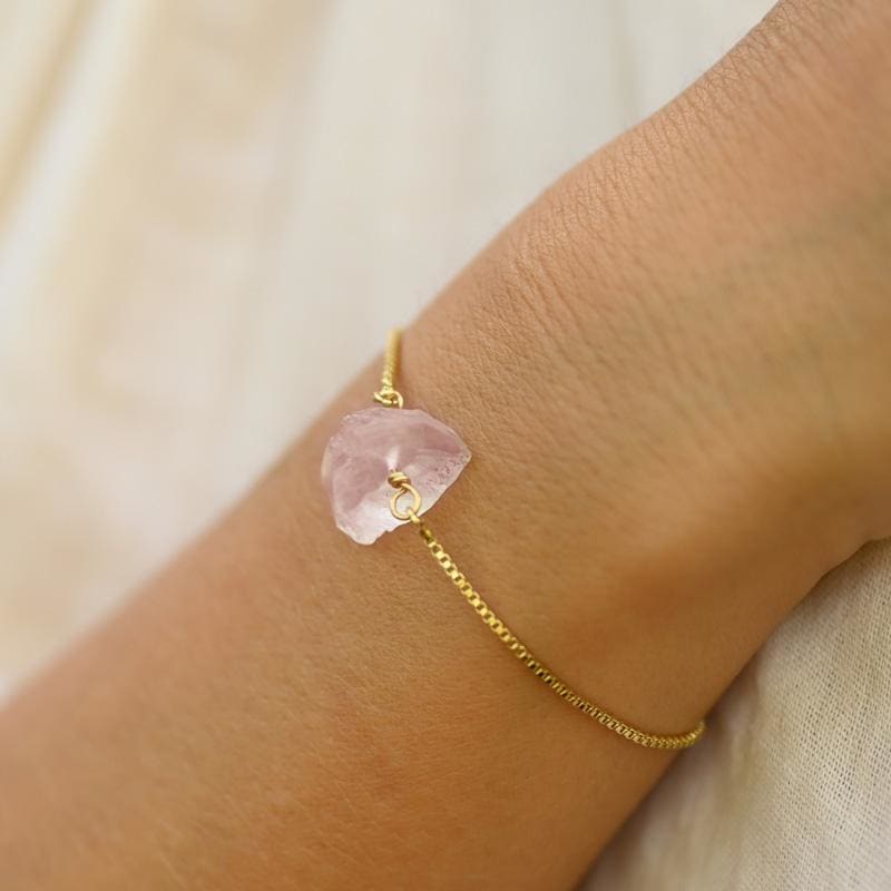 Bracelet Quartz Rose Brut | Grossiste Bijoux