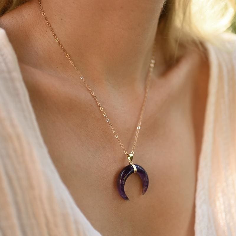 Pendentif Améthyste Lune | Grossiste Pierre Naturelle